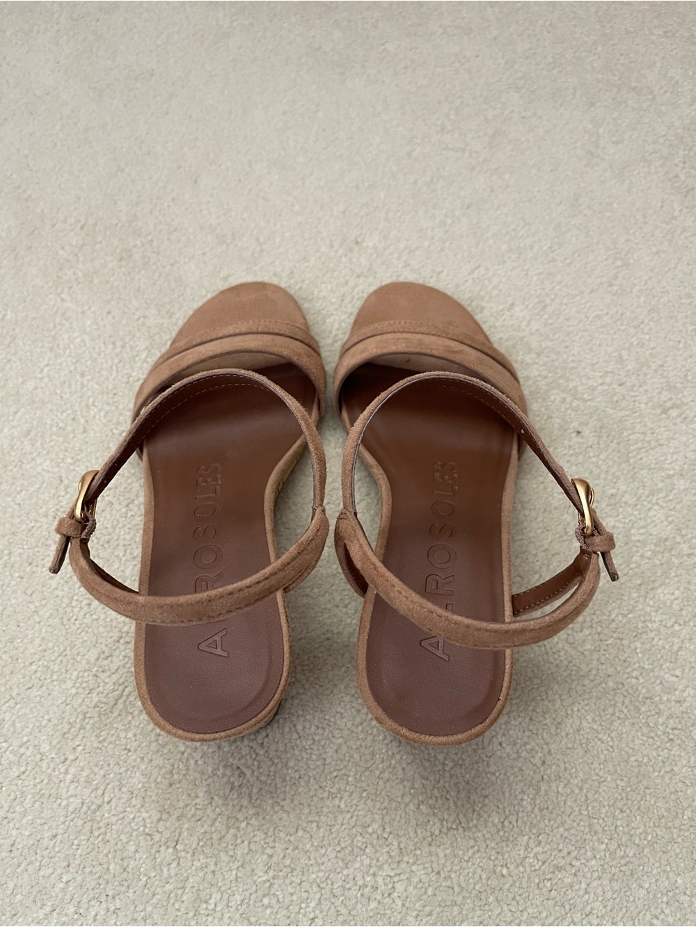 AEROSOLES WITT Cork Wedge Sandals Tan Faux Suede 6.5 - Picture 4 of 7